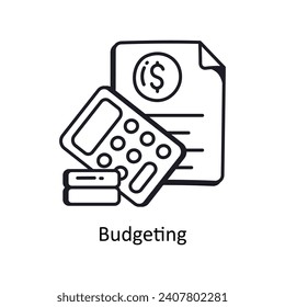 Budgeting vector outline doodle Design illustration. Symbol on White background EPS 10 File 