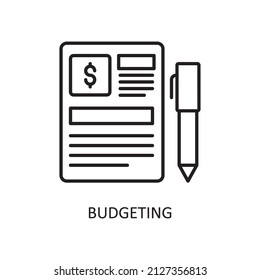 Ilustración de diseño de iconos de esquema de vector de presupuestación. Símbolo de Fintech sobre el fondo blanco Archivo EPS 10