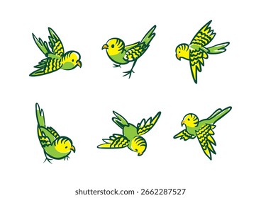 Budgie-Cartoon-Vektor auf weißem Hintergrund