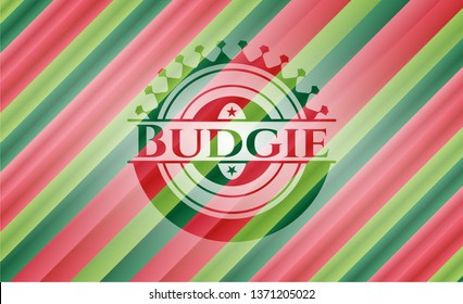 Budgie christmas colors style emblem.