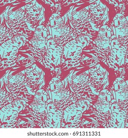 Budgie seamless pattern