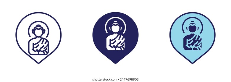 Budha Temple Pin Icon - Navigation Set