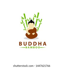 Budhdha bamboo logo design- vector illustration