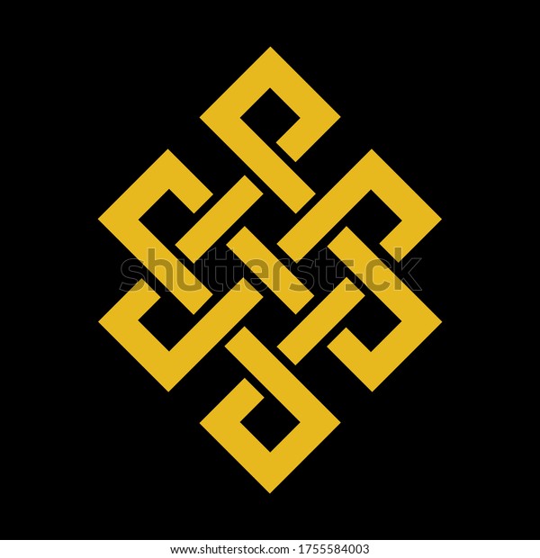 Budhist Endless Knots Gold Budhism Symbol Stock Vector (Royalty Free ...