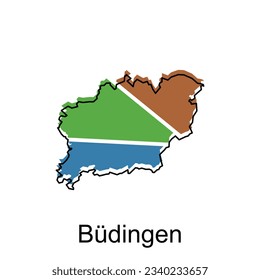 Budingen High detailed illustration map, World map country vector illustration template