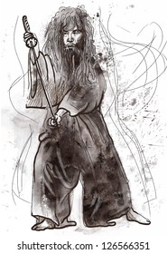 Budo, Japanese martial art and philosophy way. /// Description: Editable in five layers. Isolated on white background.