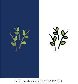 Buds, Catkin, Easter, Nature  Icons. Flat and Line Filled Icon Set Vector Blue Background