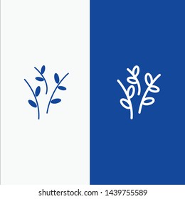 Buds, Catkin, Easter, Nature Line and Glyph Solid icon Blue banner Line and Glyph Solid icon Blue banner