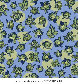Buds and dots floral seamless pattern. Great for fabric, event and interior design. Vector surface pattern design.