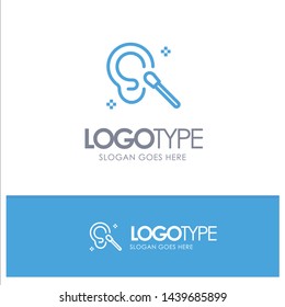 Buds, Ear, Cleaning, Clean Blue outLine Logo with place for tagline