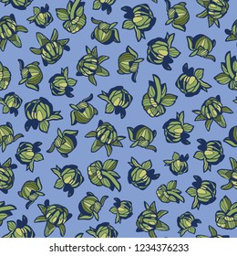 Buds floral seamless pattern. Great for fabric, event and interior design. Vector surface pattern design.