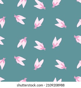 Buds flower seamless pattern. Decorative floral background. Repeated texture in doodle style for fabric, wrapping paper, wallpaper, tissue. Vector illustration.