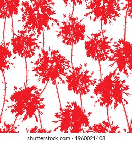 buds of lush fluffy flowers branches of dandelions and wild flowers seamless vector pattern