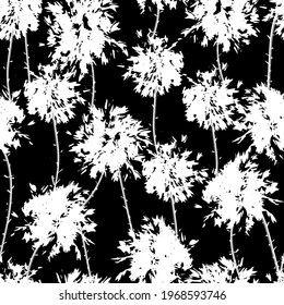 buds of lush fluffy flowers branches of dandelions and wild flowers seamless vector pattern