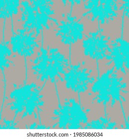 buds of lush fluffy flowers branches of dandelions and wild flowers seamless vector pattern