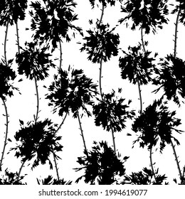 brotes de flores exuberantes ramas de dientes y flores silvestres patrón vectorial sin fisuras