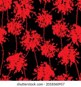 buds of lush fluffy flowers branches of dandelions and wild flowers seamless vector pattern