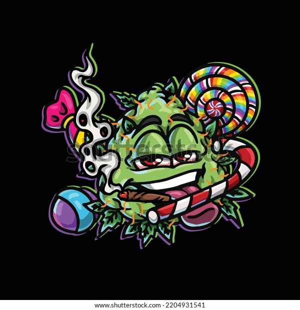 Buds Nug Character Cartoon Mascot Smoking Stock Vector (Royalty Free ...