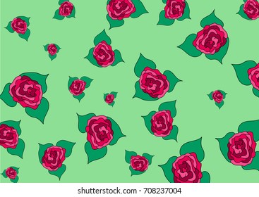 Buds of roses of different size on a green background.Vector illustration. Pattern for textiles and wallpaper.