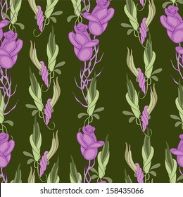 Buds of roses on the deep green background