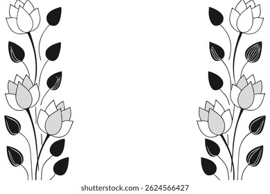 Buds and Seed Pods Side Border Design for Posters and Botanical Layouts
