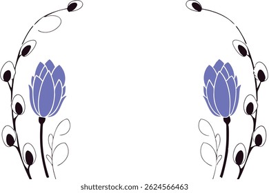 Buds and Seed Pods Side Border Design for Posters and Botanical Layouts