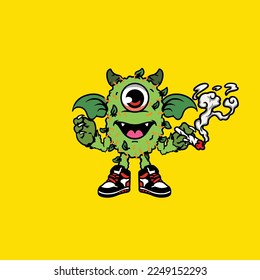 buds vector smoking joint hold nug weed monster