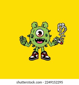 buds vector smoking joint hold nug weed monster