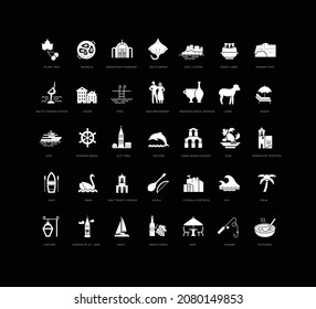 Budva. Collection of perfectly simple monochrome icons for web design, app, and the most modern projects. Universal pack of classical signs for category Countries and Cities.