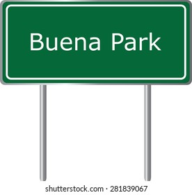 Buena Park , California, road sign green vector illustration, road table, USA city