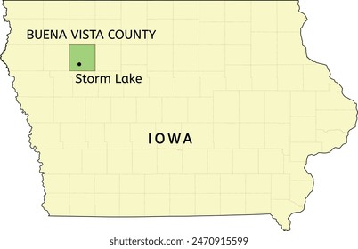 Buena Vista County and city of Storm Lake location on Iowa state map