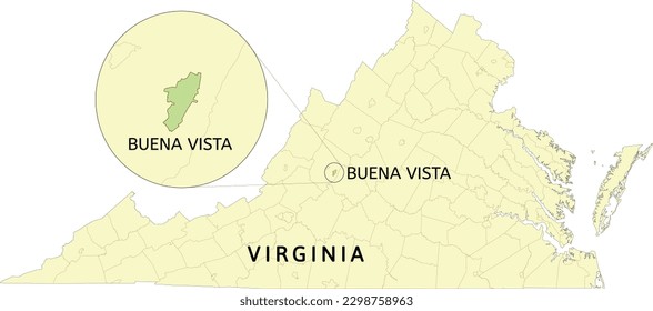 Buena Vista independent city location on Virginia state map