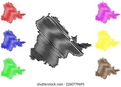 Buenavista municipality (Free and Sovereign State of Guerrero, Mexico, United Mexican States) map vector illustration, scribble sketch Buenavista de Cuéllar map