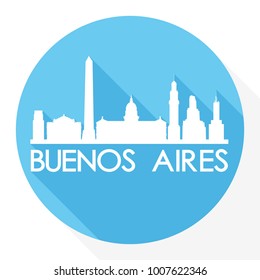 Buenos Aires Argentina America Flat Icon Skyline Silhouette Design City Vector Art Famous Buildings.