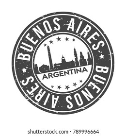 Buenos Aires Argentina America Stamp. Logo Icon Symbol Design Skyline City Vector.