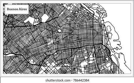 Buenos Aires Argentina City Map in Black and White Color. Outline Map. Vector Illustration.