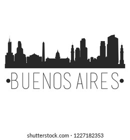 Buenos Aires Argentina City Skyline Silhouette City Design Vector Famous Monuments.