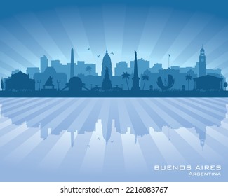 Ilustración de silueta de vector de la ciudad de Buenos Aires Argentina