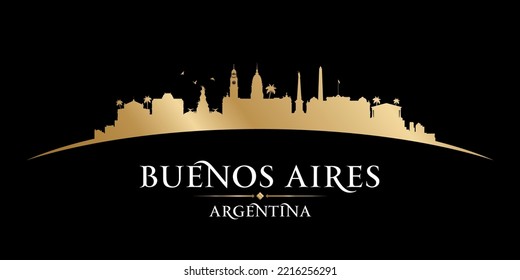 Buenos Aires Argentina city skyline silhouette. Vector illustratio