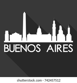 Buenos Aires Argentina Flat Icon Skyline Silhouette Design City Vector Art Famous Buildings.