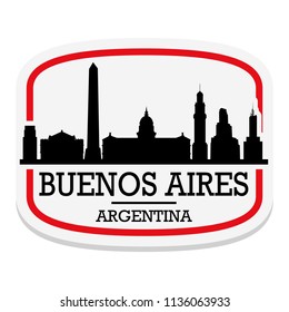 Buenos Aires Argentina Label Stamp Icon Skyline City Design Tourism