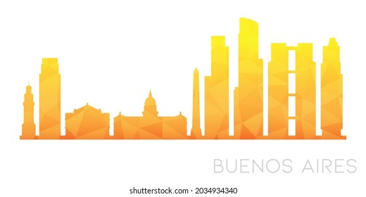 Buenos Aires, Argentina Low Poly Skyline Clip Art City Design. Geometric Polygon Graphic Horizon Icon. Vector Illustration Symbol.