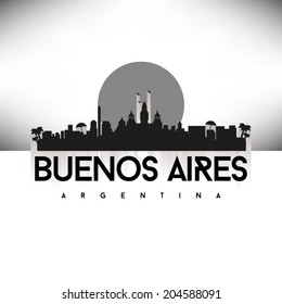 Buenos Aires Argentina Skyline Silhouette Black design, vector illustration.