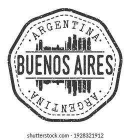 Buenos Aires, Argentina Stamp Skyline Postmark. Silhouette Postal Passport. City Round Vector Icon. Vintage Postage Design.