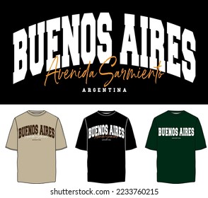 buenos aires argentina varsity college graphic tshirt design placement print