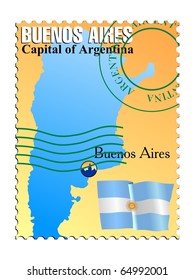 Buenos Aires - capital of Argentina. Vector stamp