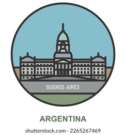 Buenos Aires. Cities and towns in Argentina. Flat landmark