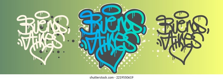 Buenos Aires City Graffiti Tagging Lettering Vector Illustration