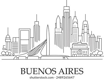 Buenos Aires City Line Draw Free Vector