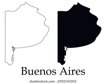 Buenos Aires city map with black border outline vector